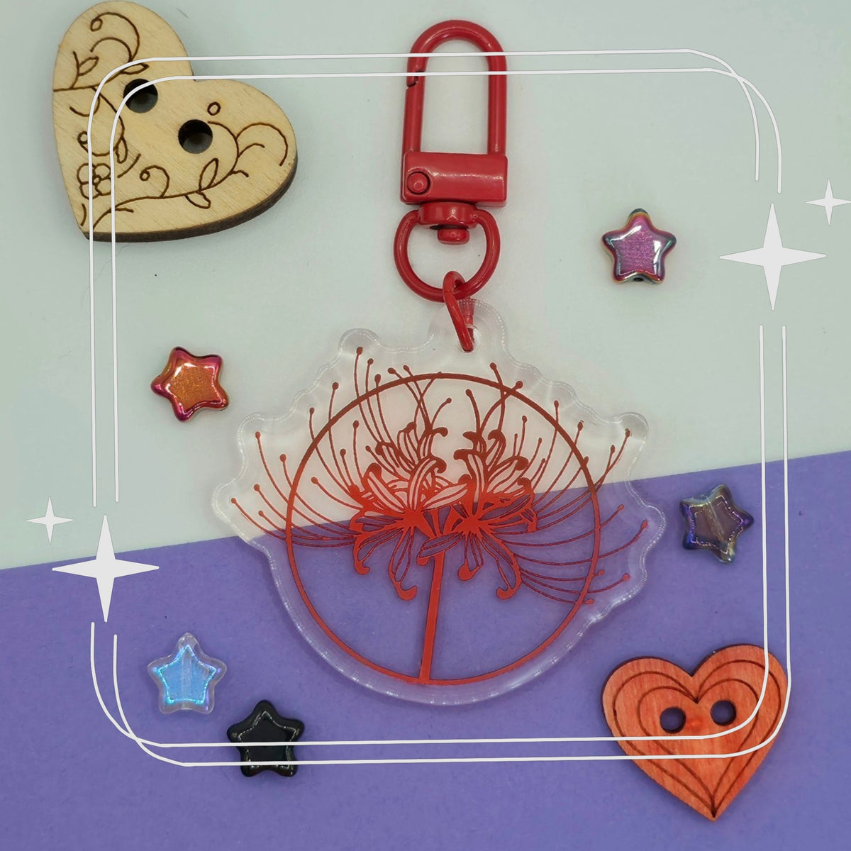 Spider Lily Flower Keychain